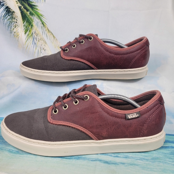 Vans Ludlow Military Grey Brown Leather Low Top Sneakers Shoes Mens 9 - Picture 6 of 10
